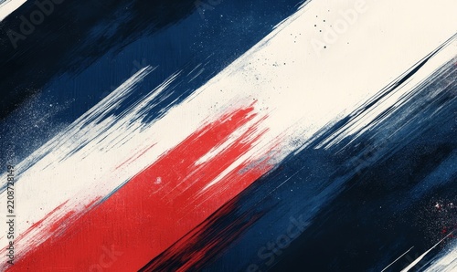 A navy blue, white and red brush stroke pattern The dark navy blue background, Generative AI