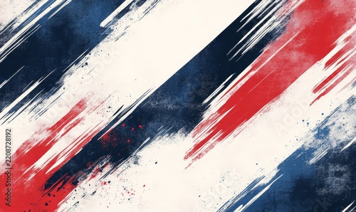 A navy blue, white and red brush stroke pattern The dark navy blue background, Generative AI