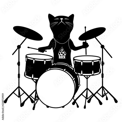 Drummer cat vector illustration