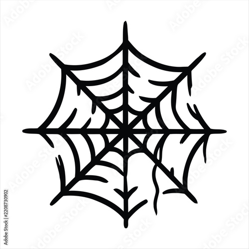 Halloween Spider Web Icon – Bold Spooky Cobweb Symbol for Halloween Decoration and Horror Design