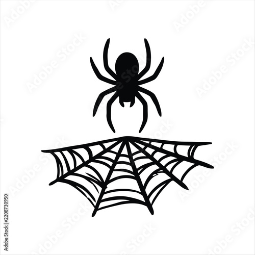 Halloween Spider Web Icon – Bold Spooky Cobweb Symbol for Halloween Decoration and Horror Design