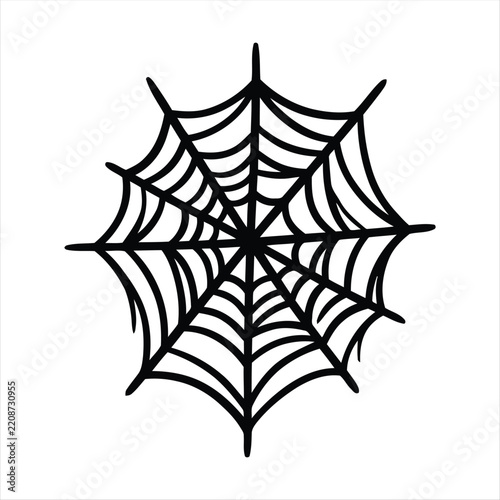 Halloween Spider Web Icon – Bold Spooky Cobweb Symbol for Halloween Decoration and Horror Design
