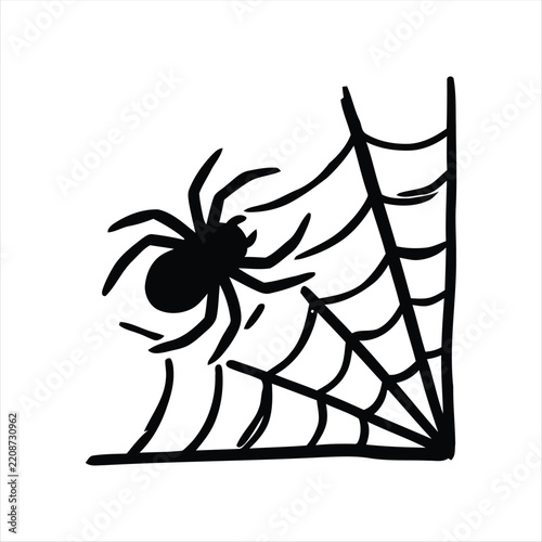 Halloween Spider Web Icon – Bold Spooky Cobweb Symbol for Halloween Decoration and Horror Design