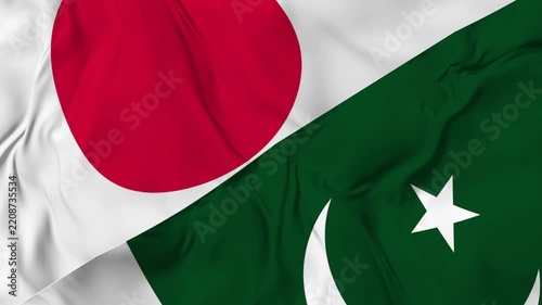 Japan vs Pakistan seamless loop flag animation. 4k
