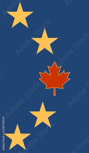 CETA - Comprehensive Economic and Trade Agreement. Europe and Canada association. Trade union. Flags elements of the European Union and Canada