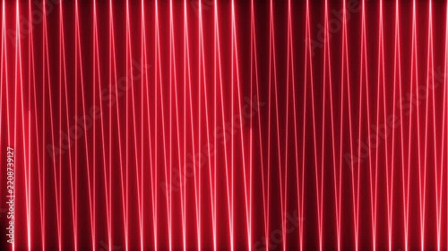 Red neon zigzag lines motion background, abstract electric pulse wave pattern glowing
