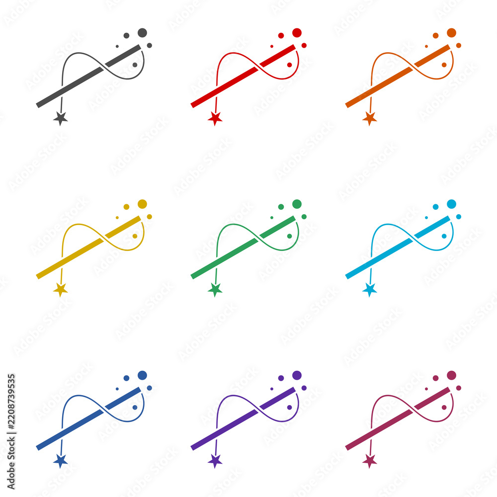 Obraz premium Magic wand sign icon isolated on white background. Set icons colorful