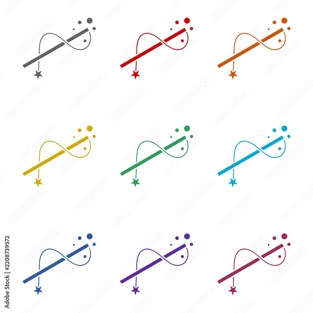 Obraz premium Magic wand sign icon isolated on white background. Set icons colorful