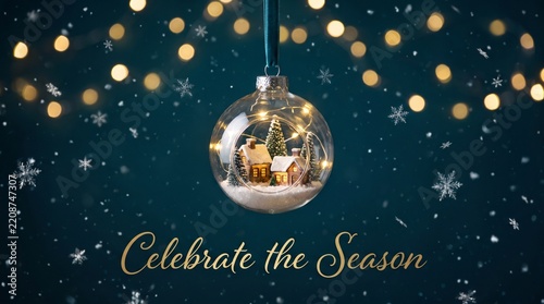Celebrate the Season Glass Ornament with Winter Village