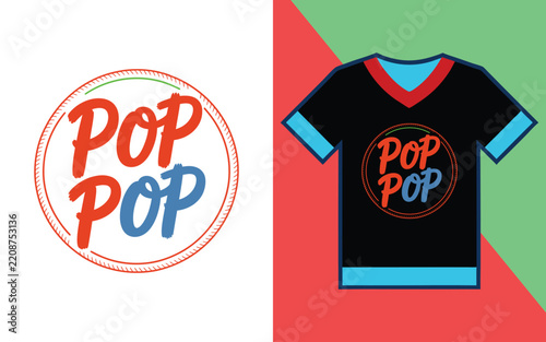 Pop typography in circular badge for custom apparel and family themed clothing circle