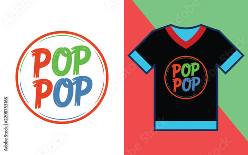 Pop typography in circular badge for custom apparel and family themed clothing circle