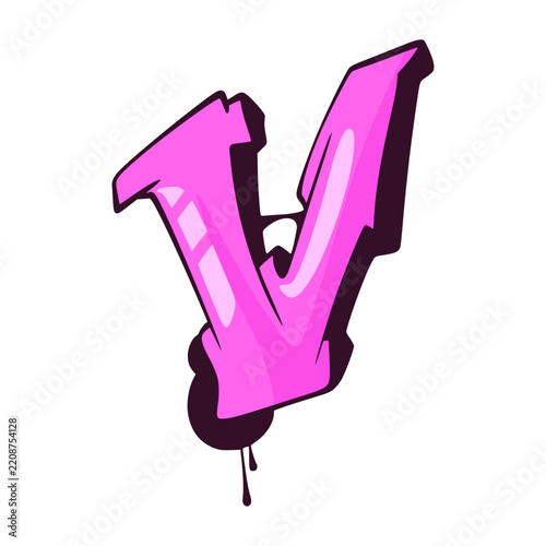 V Graffiti Font Typography Urban Element Illustration 