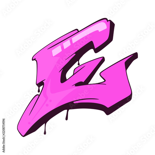 E Graffiti Font Typography Urban Element Illustration 