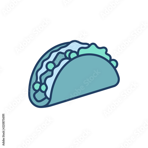 Mexican taco filled with meat and fresh toppings.