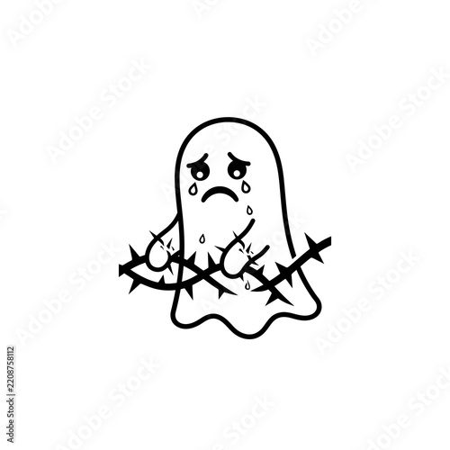 Ghost crying while holding thorny vines