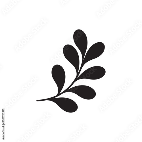 Elegant Botanical Leaf Branch Silhouette Vector