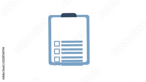 animation of a clipboard checklist and a clock representing time management, productivity, and task completion