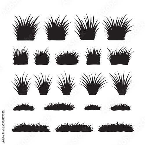 Wild Grass Silhouette Collection Vector Set