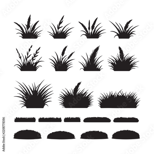 Wild Grass Silhouette Collection Vector Set