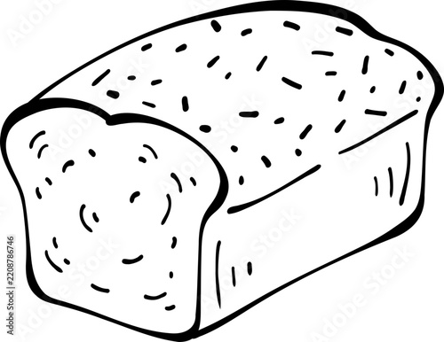 Hand Drawn Bakery Loaf of Bread Line Art Outline