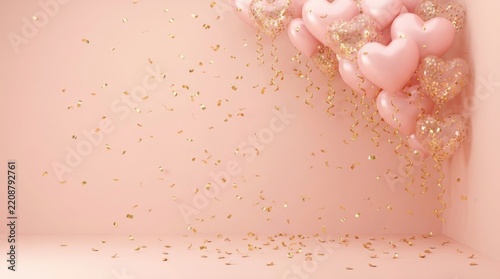 Pastel Pink Room Corner Mockup with Clustered Ceiling Balloons