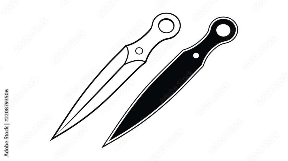 Obraz premium Kunai vector icon set featuring minimalist blade