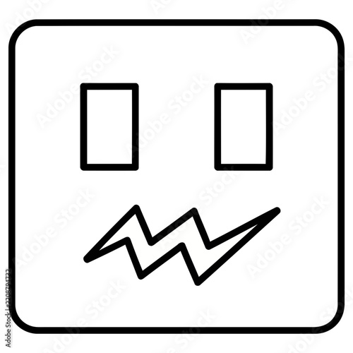 Square face with rectangular eyes and jagged mouth