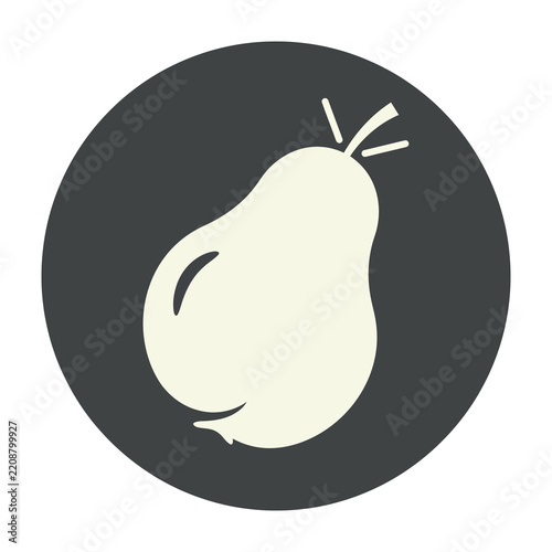 Pear fruit icon on dark background symbolizing healthy eating and nutrition concept