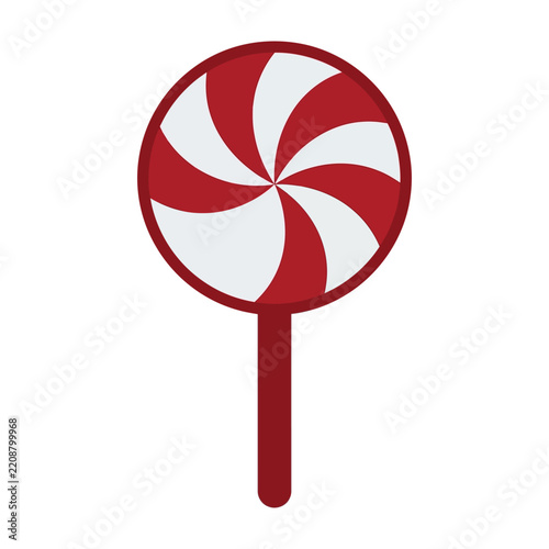 Red and white swirl lollipop candy isolated on a clean white background object