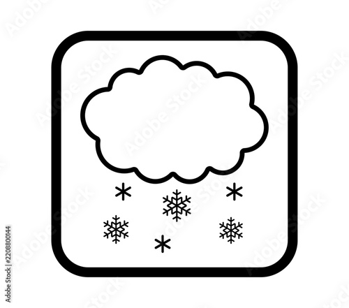 枠有り雲と雪のシンプル天気アイコン
