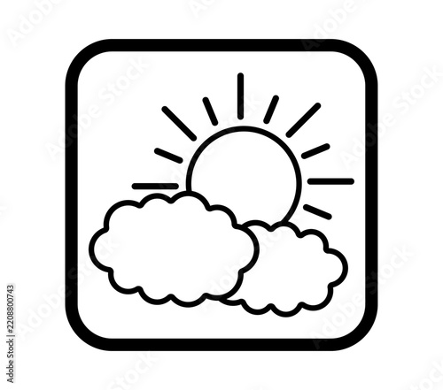 枠有り雲と太陽のシンプル天気アイコン