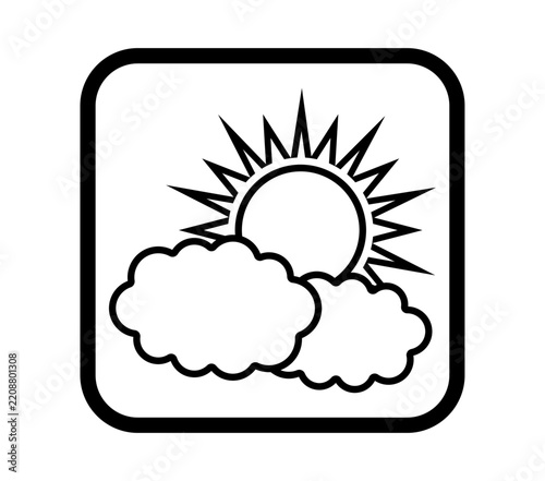 枠有り雲と太陽のシンプル天気アイコン