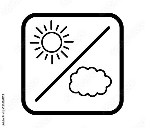 枠有り雲と太陽のシンプル天気アイコン