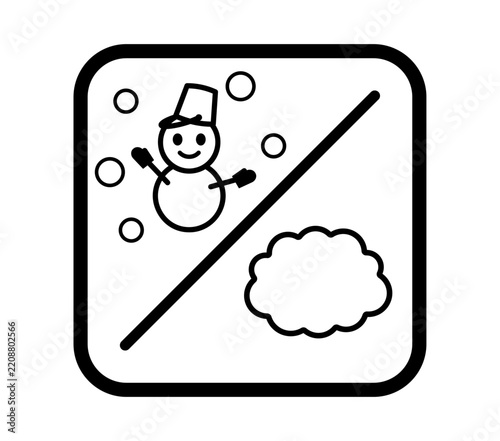 枠有り雪だるまと雲のシンプル天気アイコン