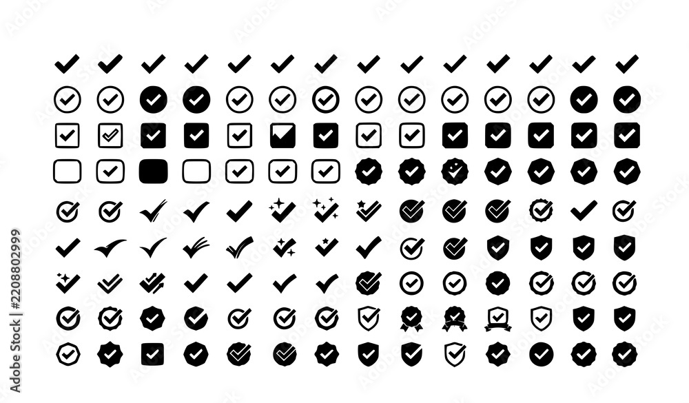 Fototapeta premium Check Mark and Verification Icons Collection