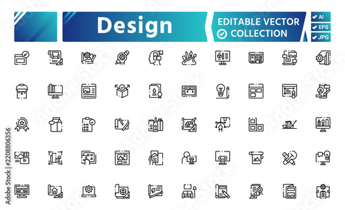 Line Art Icon Collection – Minimal Outline Vector Icons Set
