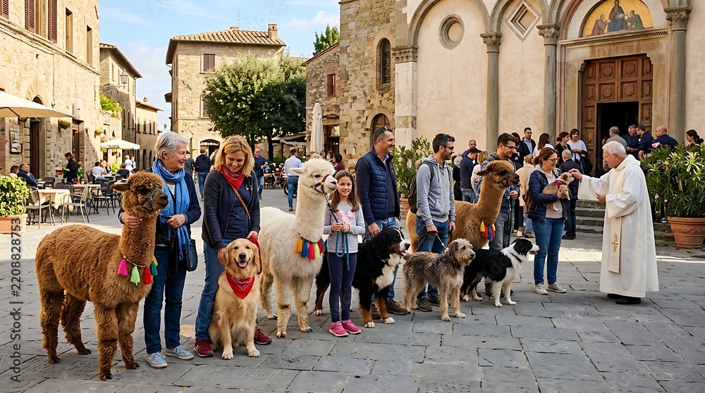 Obraz premium Blessing of pets during the feast of st francis of assisi