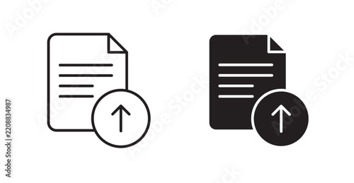 File upload icon flat outline in black