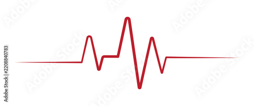 Red heartbeat pulse line icon design on white background. Medical cardio rhythm illustration with gradient stroke detail. Ideal for healthcare, medical, and print design.