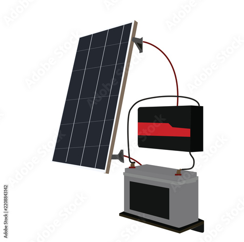 solar panels and batteries. vektor