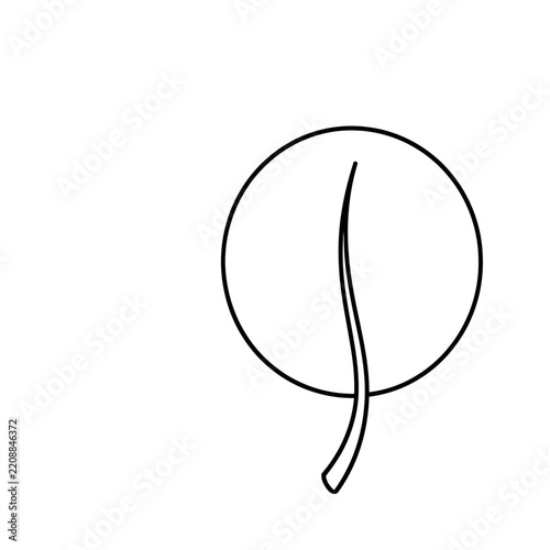 Simple Line Drawing of a Leaf