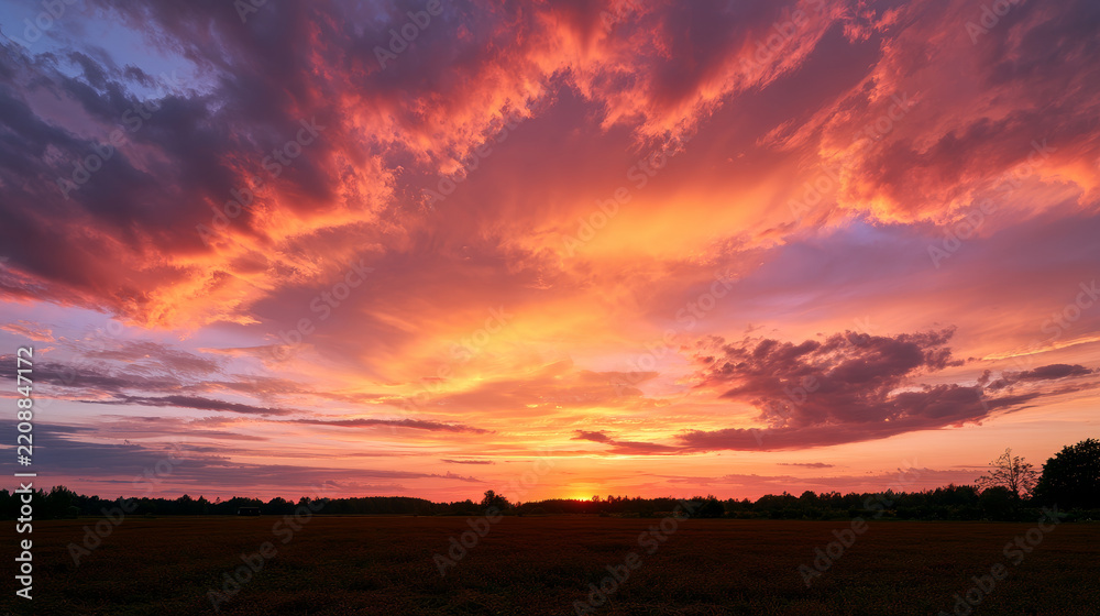Obraz premium Beautiful Sunset Sky Colors with Natural Skyscape and Atmospheric Background