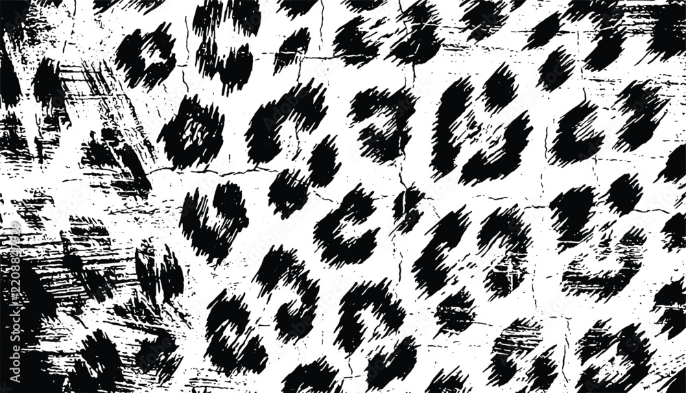 Obraz premium Black animal spots, leopard skin distress texture