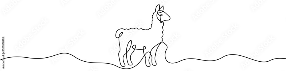 Obraz premium Llama line icon, continuous one line drawing