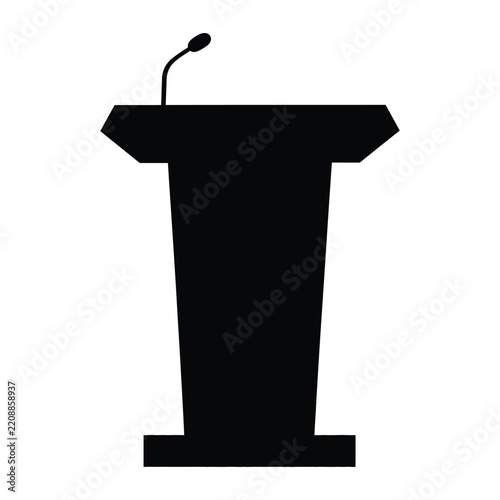 Minimalist Black Podium Microphone Icon
