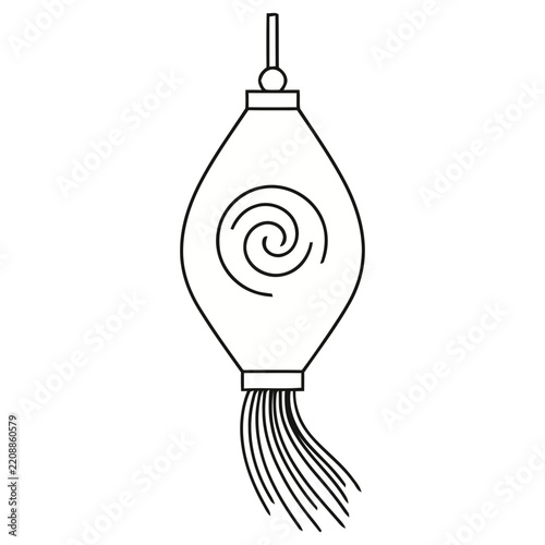 Outline of a lantern with a swirl and tassel