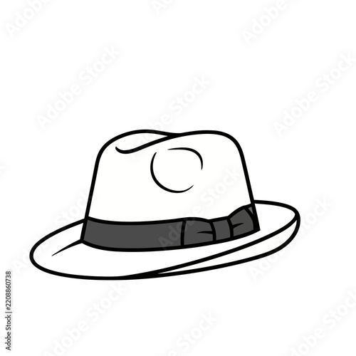 White fedora hat with gray b