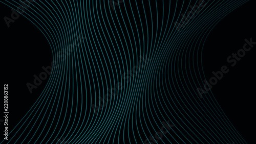 Futuristic cyan glowing wave patterns flowing on black background