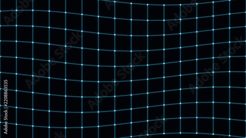 Waving digital grid pattern on black background