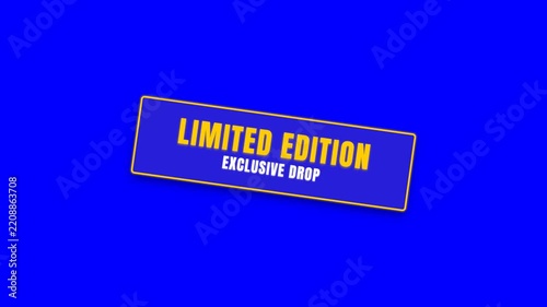 Limited edition exclusive drop labels on blue background